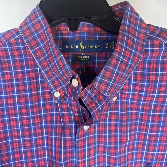 Ralph Lauren Men's Long Sleeve Button Down Plaid‎ Checkered Shirt Red/Blue XXL - Picture 4 of 8